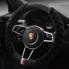 HAOKAY luxury fluffy steering wheel cover enhances grip with plush comfort