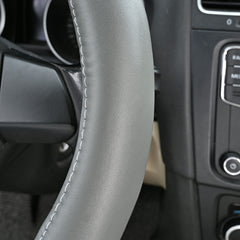 HAOKAY universal-fit steering wheel cover on 14.5-15 inch wheels supports better control and protection.