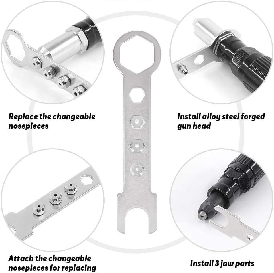 Haokixin rivet gun uses alloy steel and aluminum shell for durability.