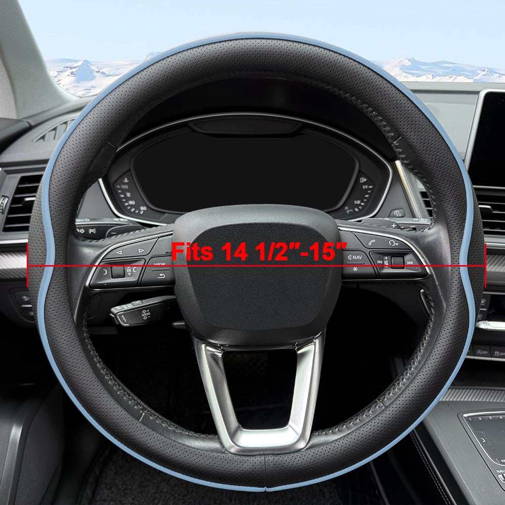 HAOTULE leather cover in black blue enhances interior style while improving comfort.