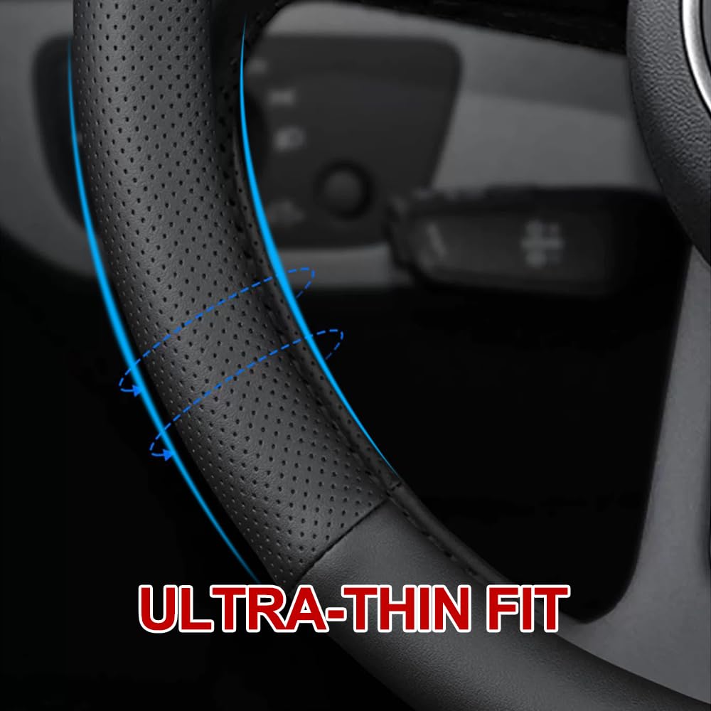 HAOTULE Nappa leather steering wheel cover soft-touch for comfortable driving.