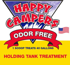 Happy Campers RV Toilet Treatment helps prevent buildup for reliable tank dumps.