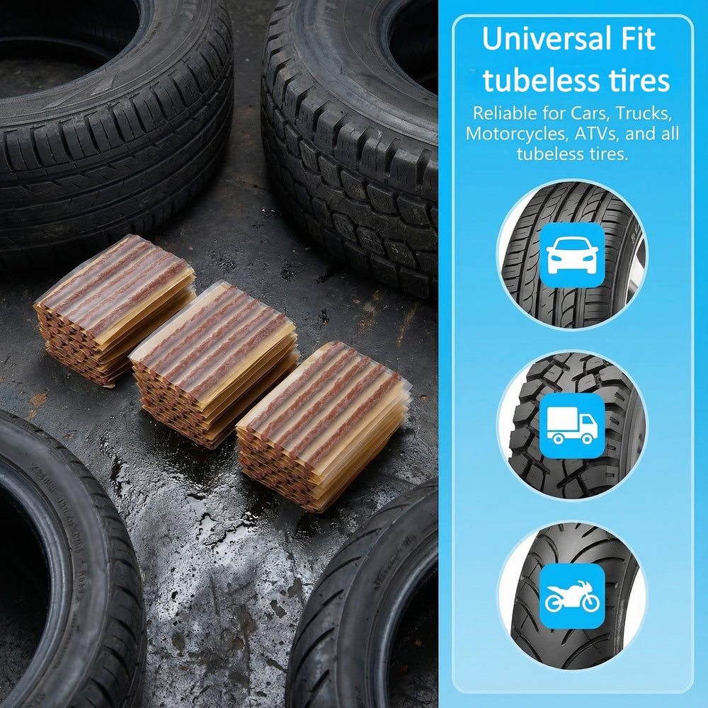 HappyBeeFlying tire plugs brown color blends with tires for discreet repairs.