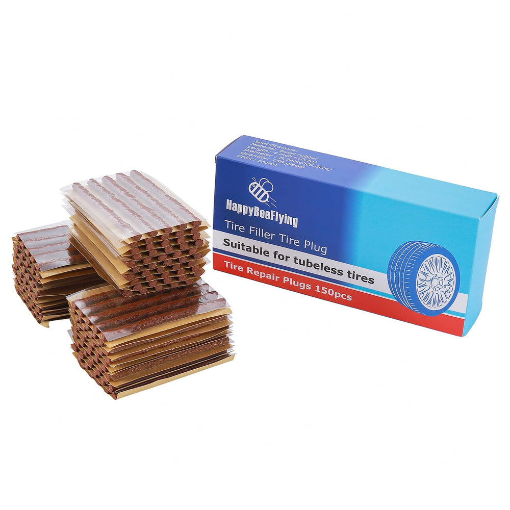 HappyBeeFlying tire plugs packaging-included confirms 150 plugs per package.