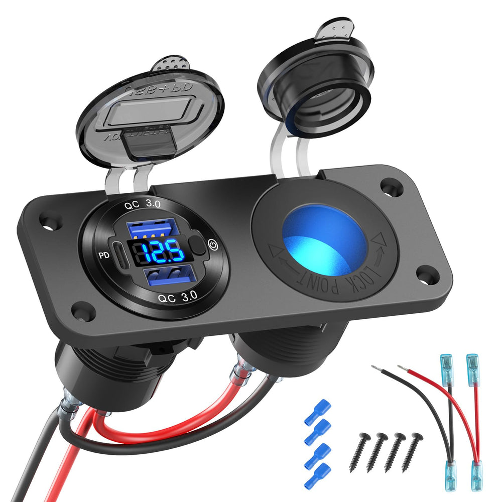 Hapytrip 12V USB outlet panel front view for boats and RVs.