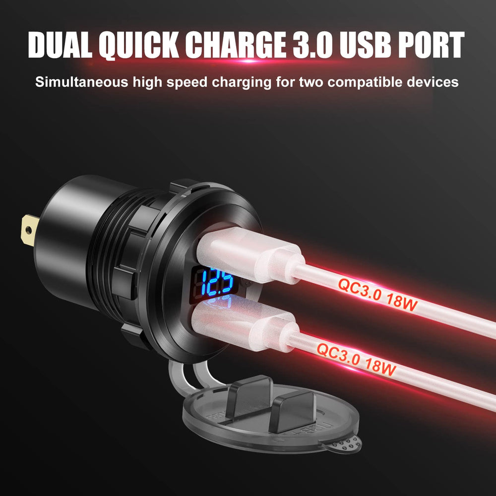 Hapytrip dual QC3 USB ports provide high speed charging for compatible devices.
