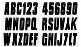 Hardline USA Series 350 decal kit contents for complete registration lettering.