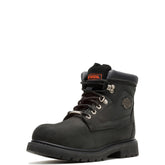 Harley-Davidson Wolverine boot full grain leather upper detail for rugged style.