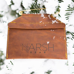 Harsh Gear Weatherproof license holder clear window close-up with rain-ready gloss.