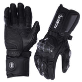 Harssidanzar leather motorbike gloves with carbon fiber knuckle protection for riding safety