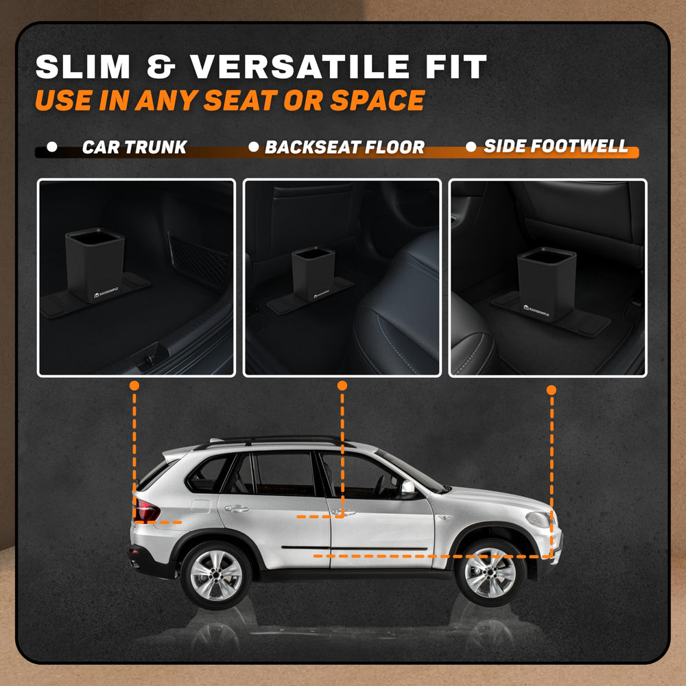 HAUSSIMPLE car trash can lid closure keeps odors contained during trips.