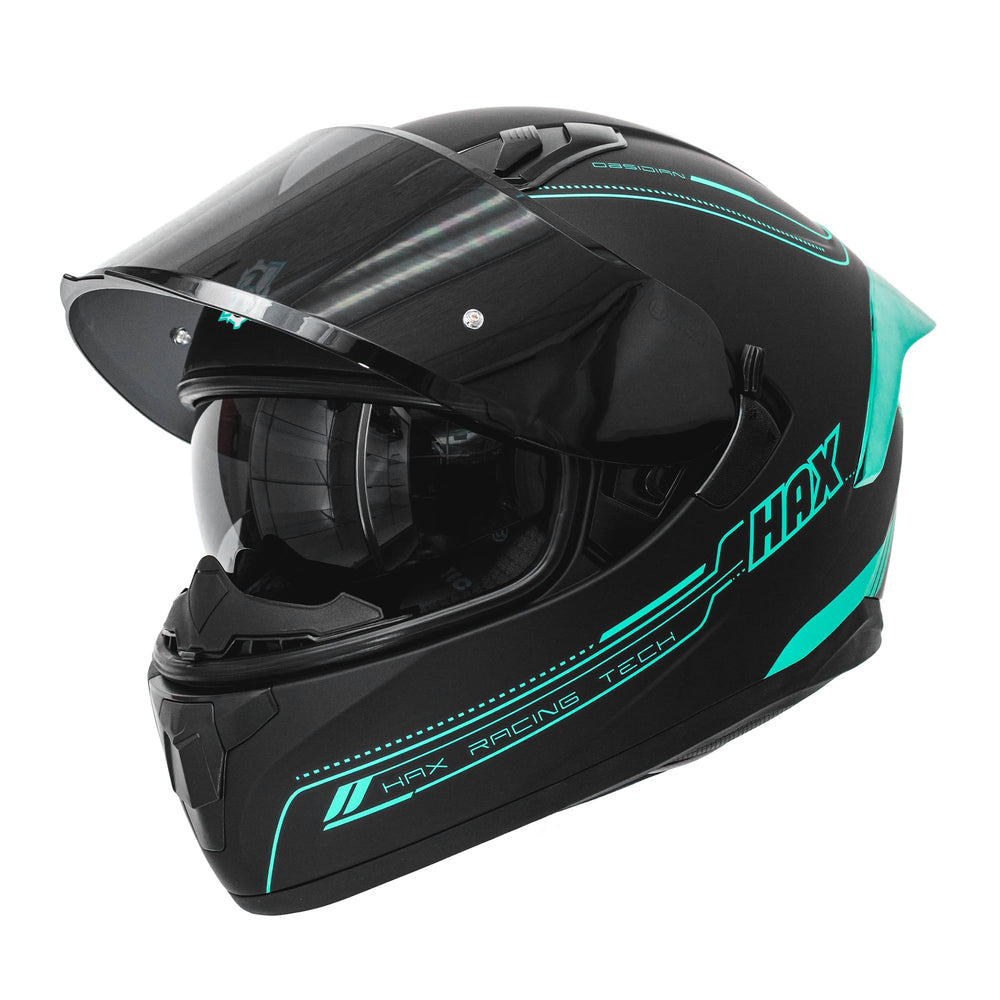 HAX Obsidian inner sun visor in use, reducing glare and eye strain.