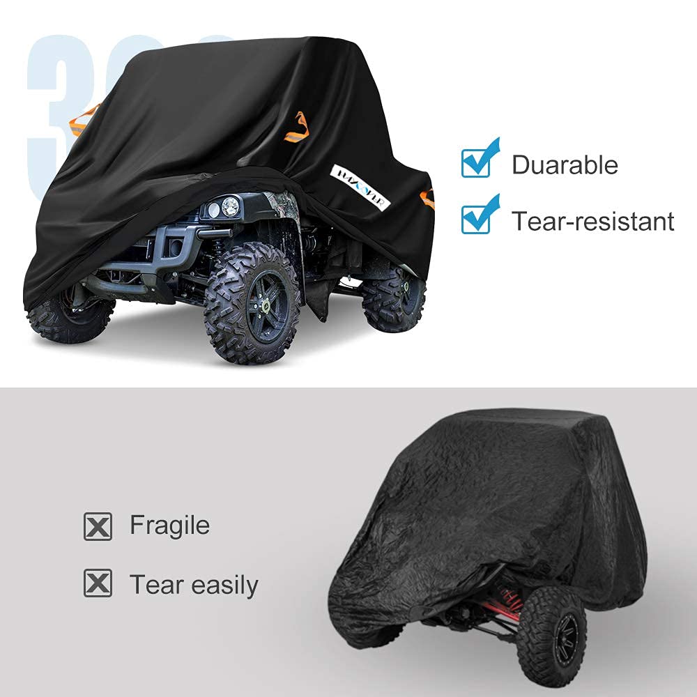HAYCOVER UTV cover featuring ties and bands for secure attachment.