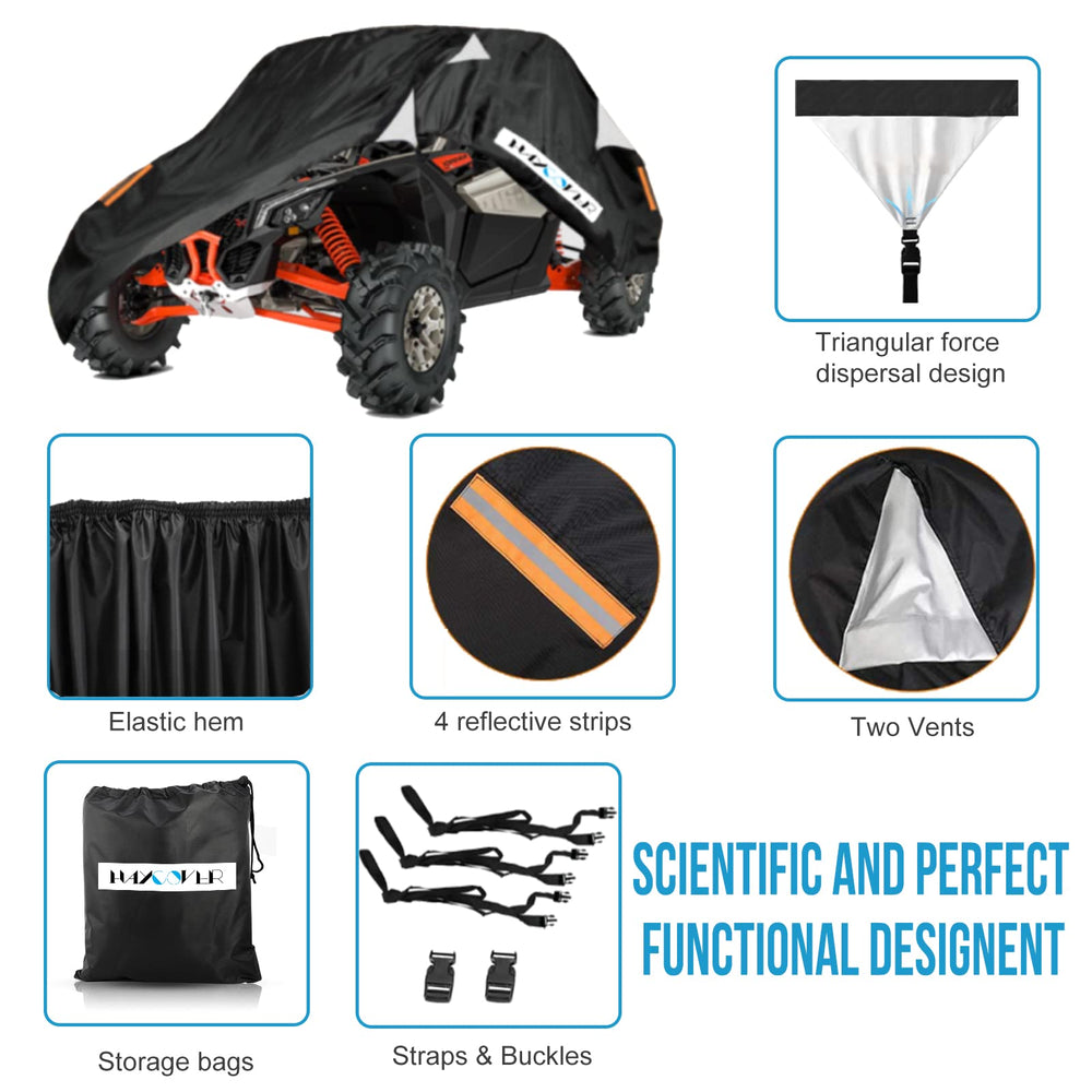HayCover UTV cover with two vents promoting airflow and reducing heat.