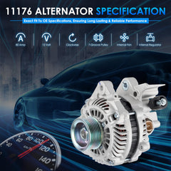 HAYIAUTO 11176N alternator pulley-side image with 7-groove pulley