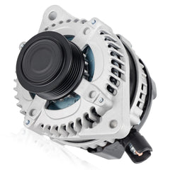 Hayiauto 11775 alternator front view highlights rugged aluminum housing and 130A output