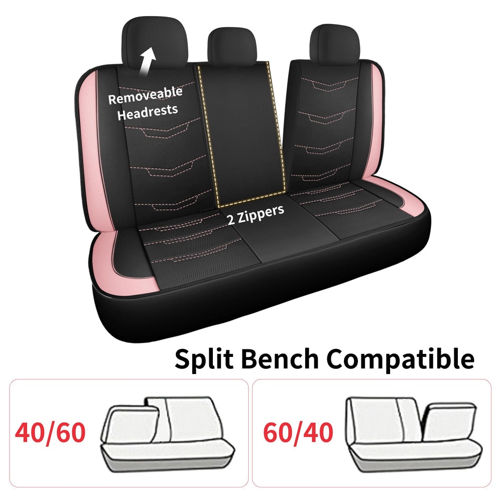 HChengkikz pink seat covers anti-slip lining minimizes movement.