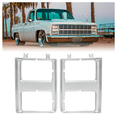 HECASA driver-side silver headlight bezel for Chevy/GMC truck enhances styling.