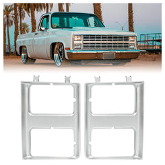 HECASA driver-side silver headlight bezel for Chevy/GMC truck enhances styling.