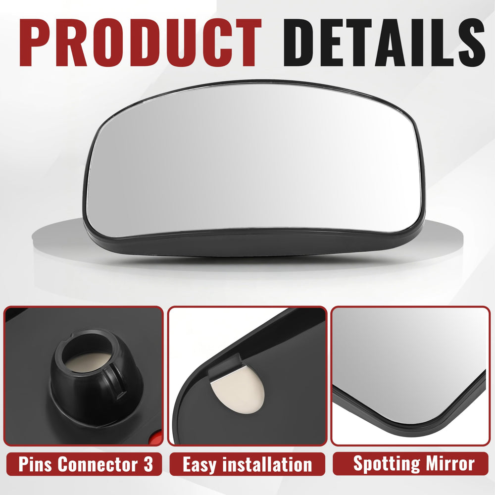 HECASA hood mirror glass installs quickly with direct replacement—no drilling needed.