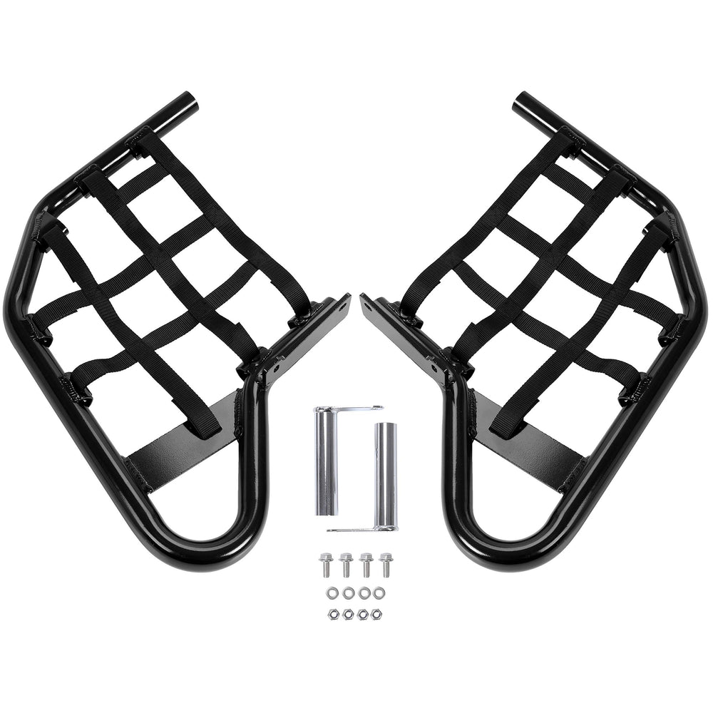 HECASA black nets on nerf bars for visibility and secure foot area