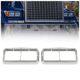 HECASA headlight bezel with visor for Kenworth T400 protects dual lamps and adds chrome protection