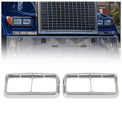 HECASA headlight bezel with visor for Kenworth T400 protects dual lamps and adds chrome protection