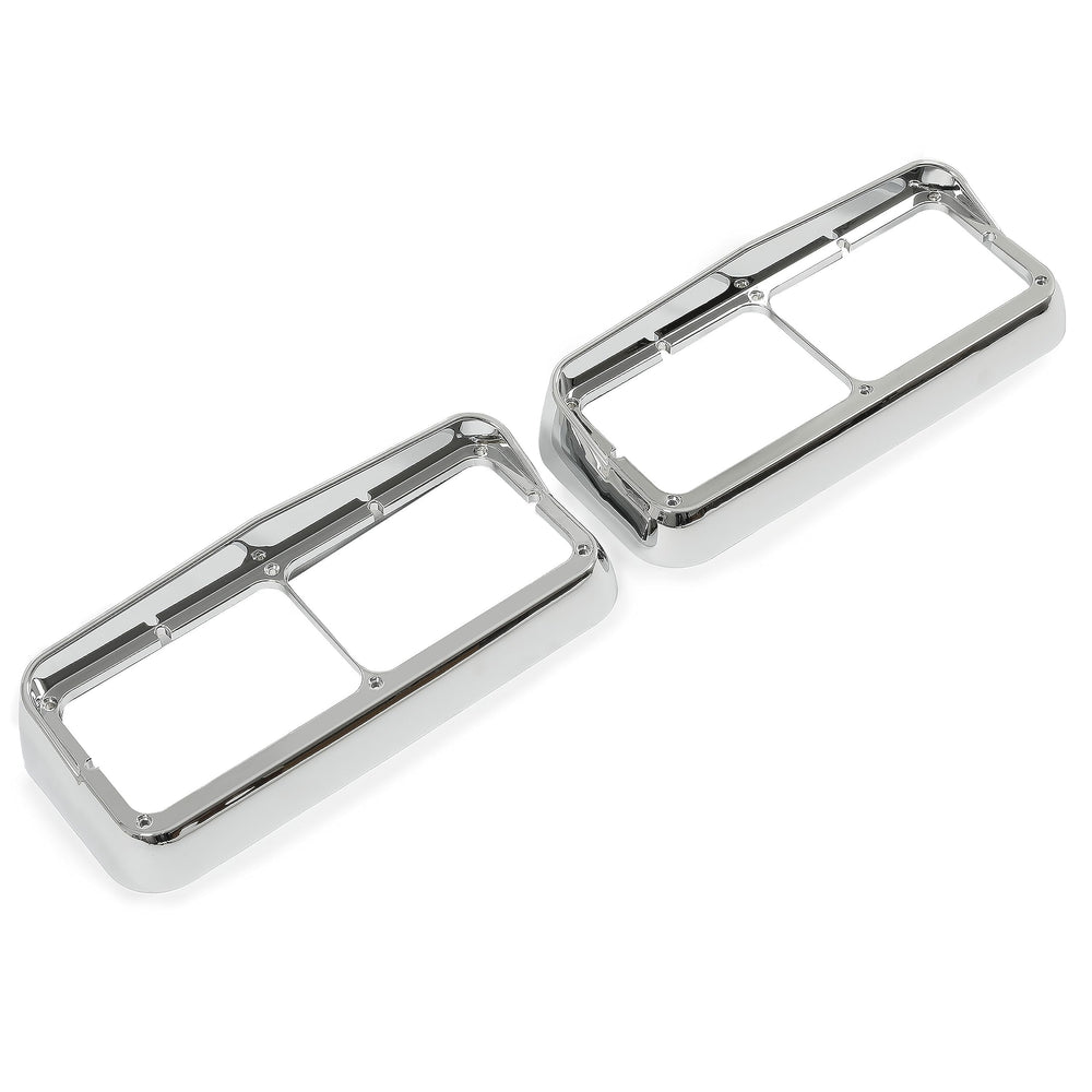 HECASA visor headlight bezel for Peterbilt 379 improves chrome look and lamp protection