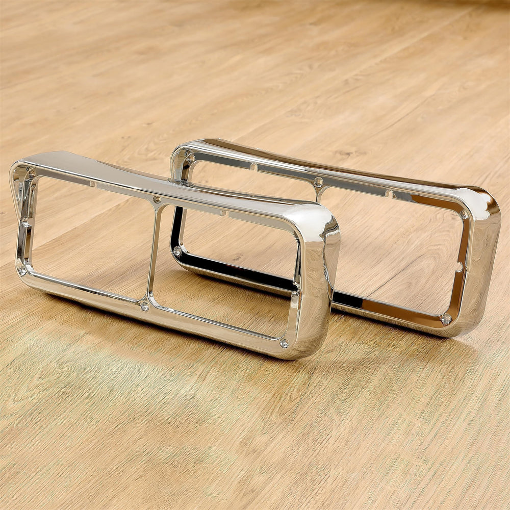 HECASA headlight bezel with visor for Western Star 4900 blends chrome style with lamp protection