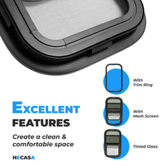 HECASA RV window 12x22 built-in screen keeps debris out