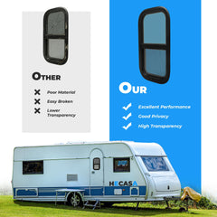 HECASA RV window 12x22 privacy tint blocks sun while you travel