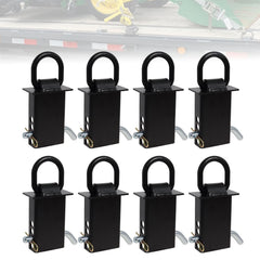 Hedday trailer stake pocket D-ring assembly for quick secure setup