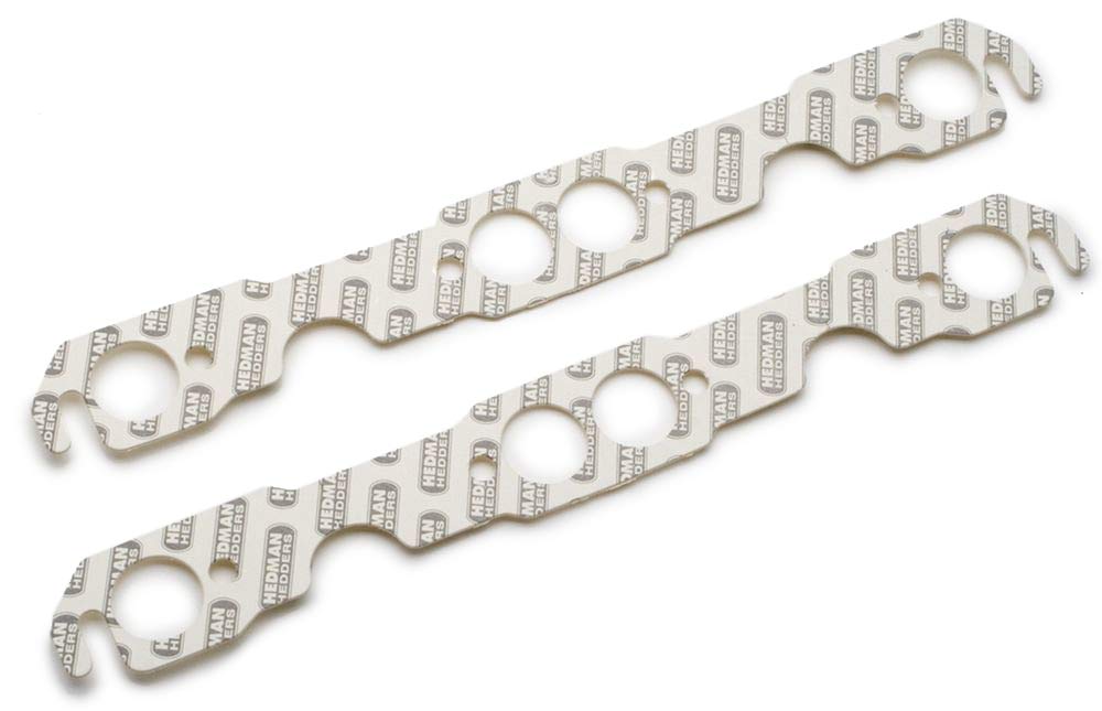 Hedman Hedders round-port exhaust header gasket pair for Small Block Chevy engines, supports reliable sealing and fit.