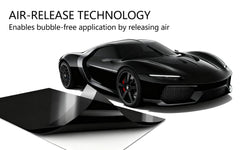 Heinaroman gloss black car wrap on the door panel highlights a durable, reflective finish.