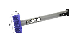 Heininger HitchMate cargo stabilizer bar has non-slip rubber feet protect bed surfaces.