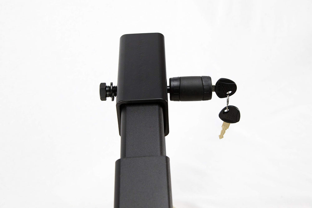 Heininger lock with two keys close-up emphasizes anti-theft feature and ease of access.
