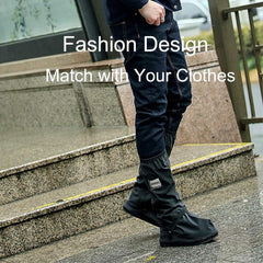 HEKEDES black waterproof boot covers protect feet and socks in wet weather.