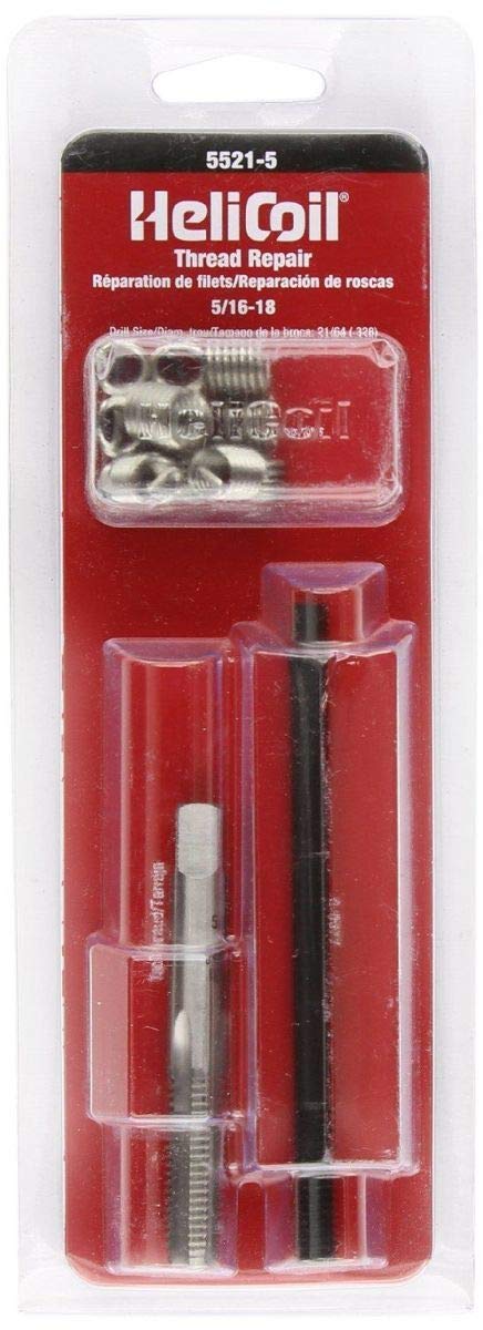 Helicoil 5521-6 demonstrates repaired tapped hole in metal components.