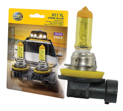 HELLA H11 YL twin blister pack illuminates foggy roads with crisper yellow light.