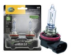 HELLA H9 2.0TB high-performance bulb pair boosts night visibility for safer driving