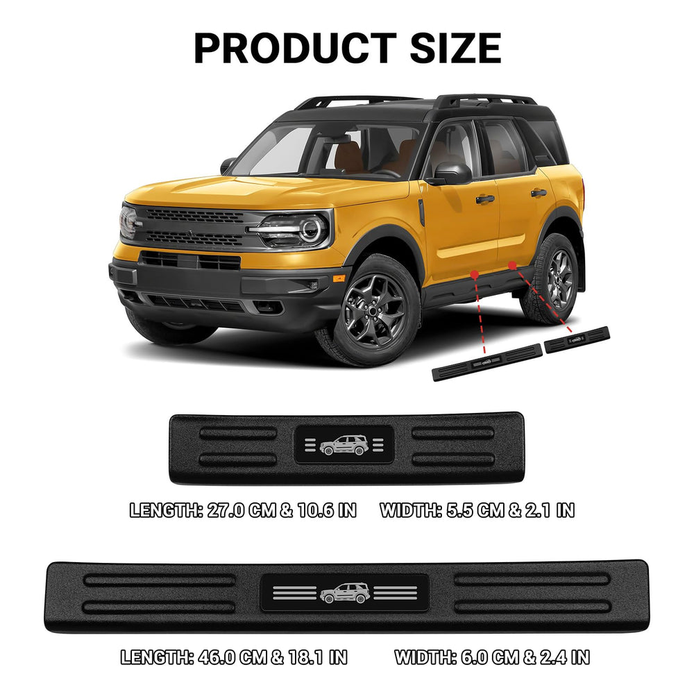 Full-coverage Hellet sill protector guards the entire entry area.