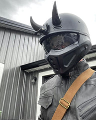 Helmet Flair close-up on glossy black horns