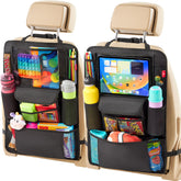Helteko car seat organizer back view keeps car neat and kids organized.