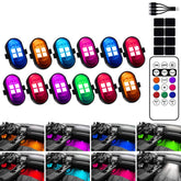 Hemei9319 upgraded wireless car interior LED light with remote control for color customization.