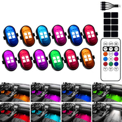 Hemei9319 upgraded wireless car interior LED light with remote control for color customization.