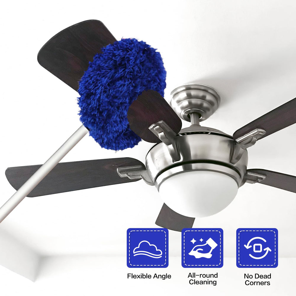 Heonay ceiling fan cleaner duster double-sided brush cleans both sides of blades.