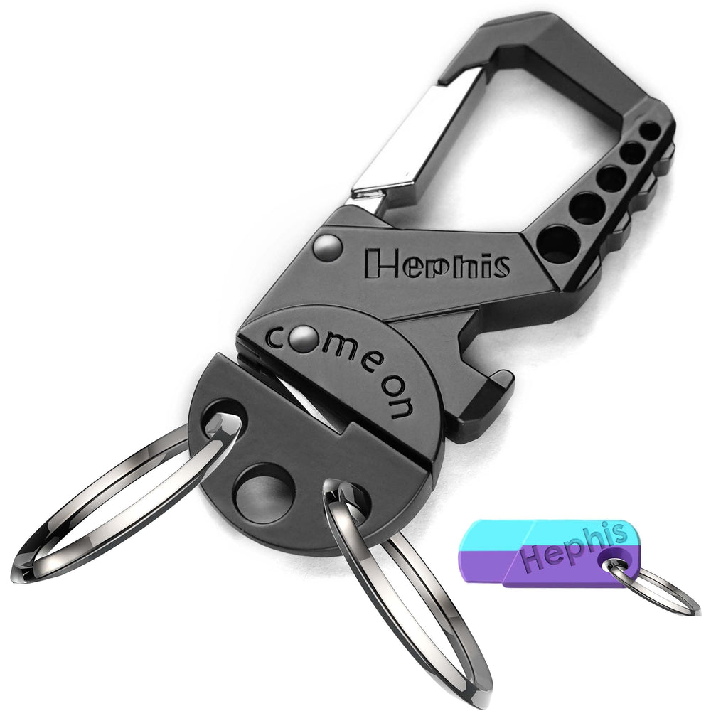 Hephis Skull Heavy Duty Key Chain closeup highlights rugged construction for secure key holding.