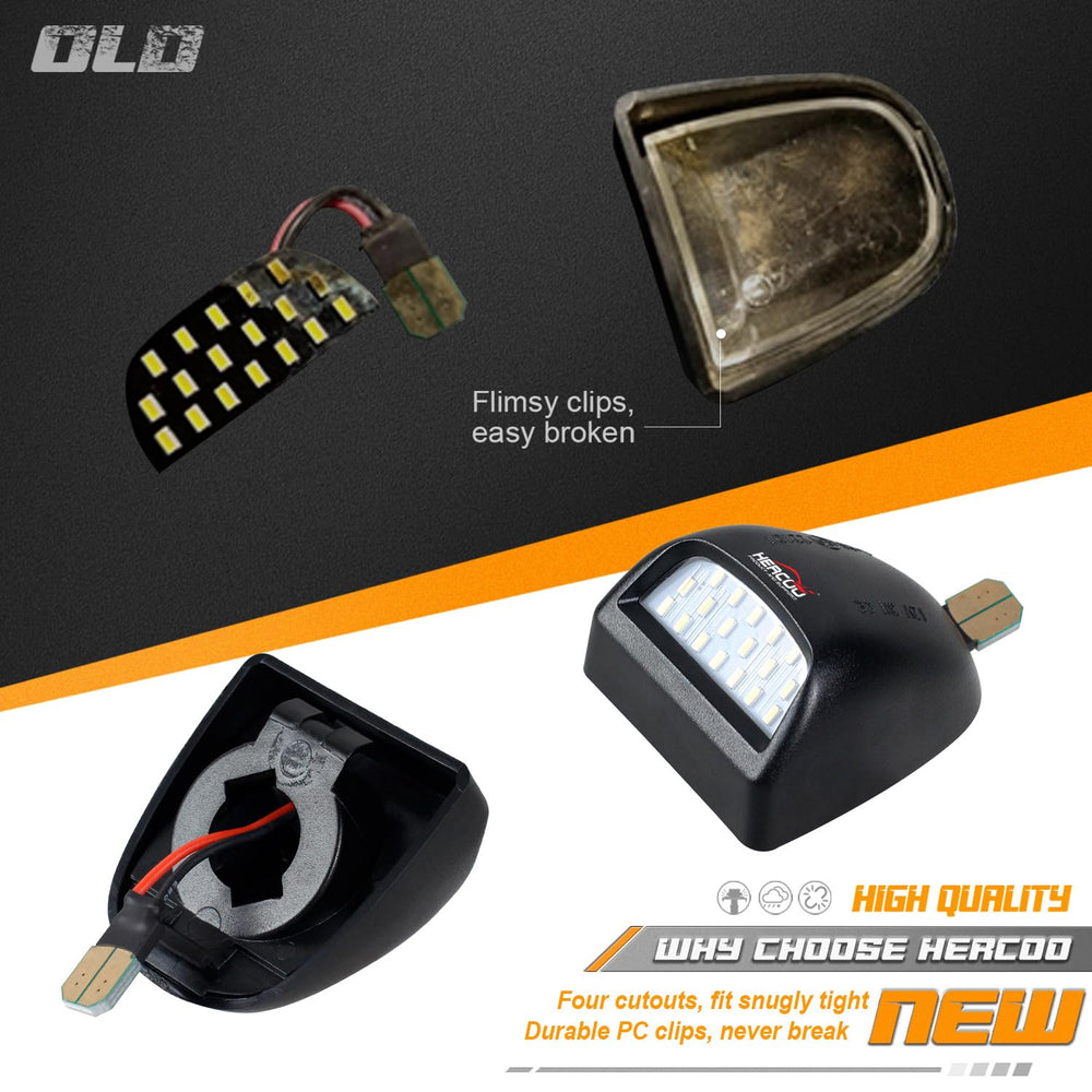 HERCOO 6000K white LED license plate light delivering bright illumination