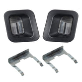 HERCOO license plate light lens black cover pair enhances rear aesthetics and weather resistance.