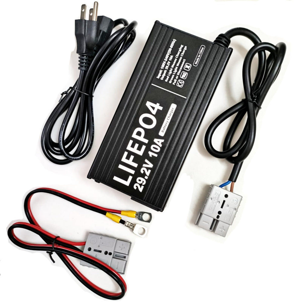 HERISKEER 24V-10A charger with LED indicator showing charging status